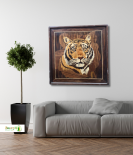 Mysore Rosewood Inlay Tiger Wall Art – Handcrafted Wildlife Wooden Frame (#WP0028)