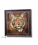 Mysore Rosewood Inlay Tiger Wall Art – Handcrafted Wildlife Wooden Frame (#WP0028)