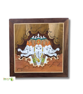 Mysore Rosewood Inlay Panchmukhi Ganesha Wall Art – Handcrafted Wooden Frame (#WP0043)