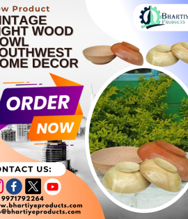 Vintage Light Wood Bowl Southwest Home Decor