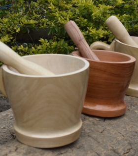 wood mortar and pestles