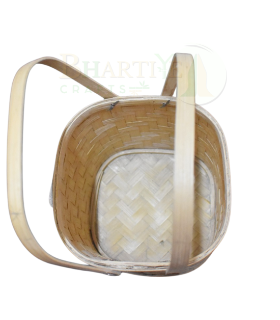 Classic Handwoven Large Size Bamboo Basket with Dual  - 8.27*8.27*8.07 Inch (#BB0018)