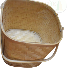 Classic Handwoven Large Size Bamboo Basket with Dual  - 8.27*8.27*8.07 Inch (#BB0018)