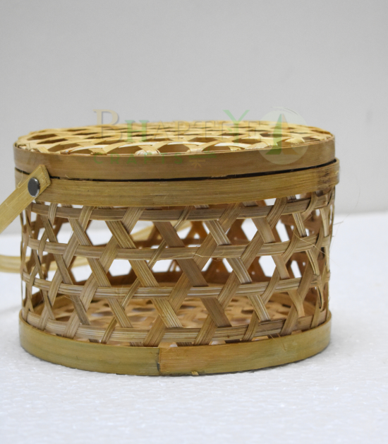 Handcrafted Bamboo Utility Basket/Tokri with Handle(Medium) - 7*4 Inch (#EFBH0001-00)