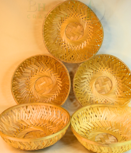 Natural Bamboo Basket/Tokri - 9 inch (#EFBH0081-05)