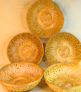 Natural Bamboo Basket/Tokri - 9 inch (#EFBH0081-05)