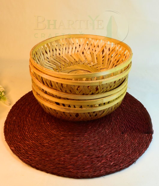 Natural Bamboo Basket/Tokri - 9 inch (#EFBH0081-05)