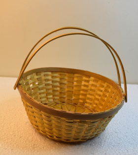 Designer Round Basket/Tokri With Handle Natural - 10 Inch (#EFBH0114-00)