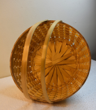 Designer Round Basket/Tokri With Handle Natural - 10 Inch (#EFBH0114-00)