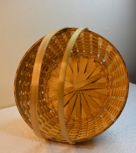 Designer Round Basket/Tokri With Handle Natural - 10 Inch (#EFBH0114-00)