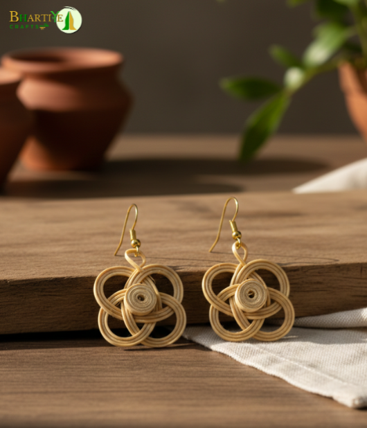 Bhartiye crafts|Handcrafted Bamboo Floral Earrings | Artisans from Tripura (Agartala) |Women's Special