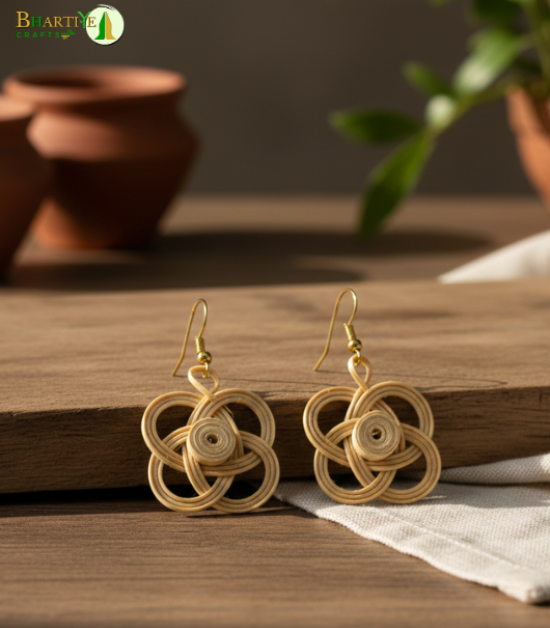 Bhartiye crafts|Handcrafted Bamboo Floral Earrings | Artisans from Tripura (Agartala) |Women's Special