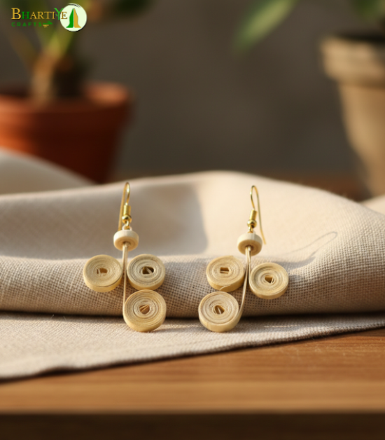 Bhartiye Crafts | Natural Bamboo Spiral Earrings for Women | Handmade Eco Jewelry by Artisans from Tripura (Agartala) |Women's Special