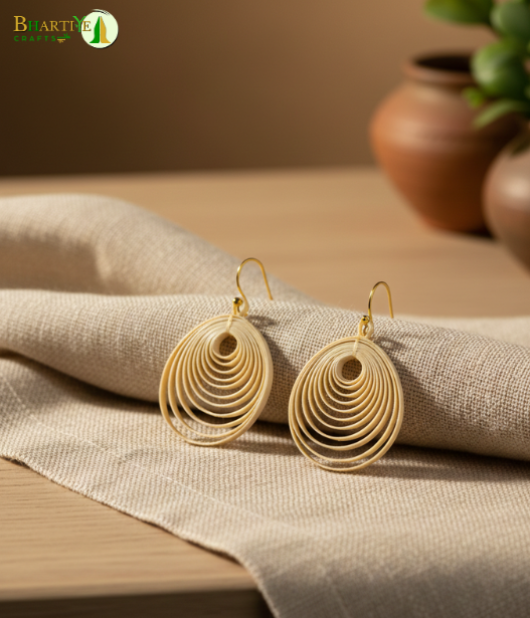 Bhartiye Crafts|Handcrafted Bamboo Oval Earrings | Artisans from Tripura  (Agartala) | Women's Special