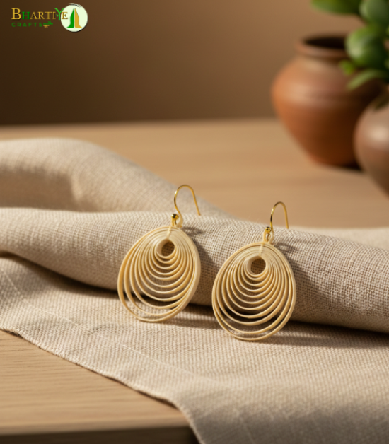 Bhartiye Crafts|Handcrafted Bamboo Oval Earrings | Artisans from Tripura  (Agartala) | Women's Special