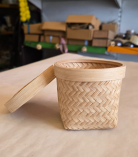Bhartiye Crafts | Natural Bamboo Storage Basket with Lid | Jharkhand Artisan Handicraft