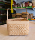 Bamboo square basket with handle