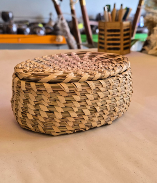 Khasi grass oval basket with lid