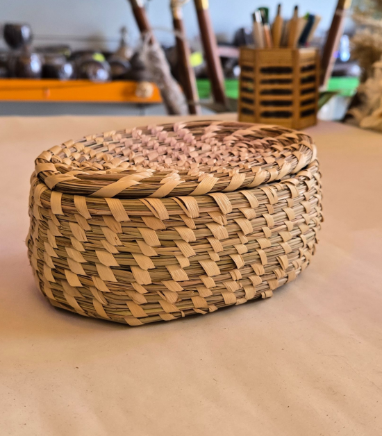 Khasi grass oval basket with lid