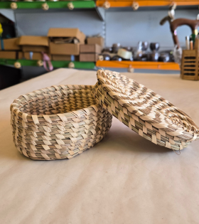 Khasi grass oval basket with lid