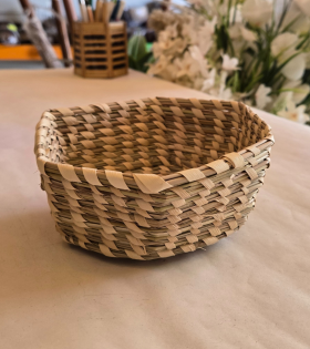 Khasi grass hexagon basket