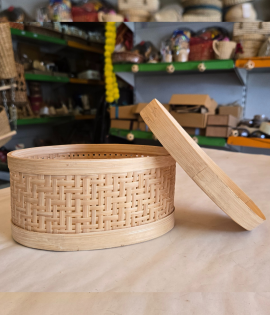 Bamboo oval Basket with lid