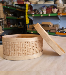 Bamboo oval Basket with lid