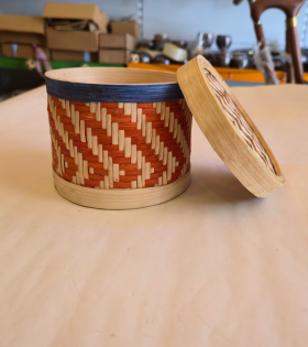 Bamboo round box with lid medium