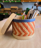 Bamboo round box with lid medium
