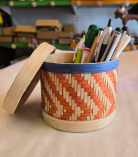 Bhartiye Crafts | Designer Bamboo Storage Box with Lid | Handmade Eco Organizer | Jharkhand Artisans