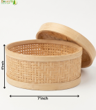 Bhartiye Crafts | Handmade Bamboo Storage Basket with Lid | Multipurpose Organizer Box | Jharkhand Craft