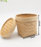 Bhartiye Crafts | Natural Bamboo Storage Basket with Lid | Jharkhand Artisan Handicraft