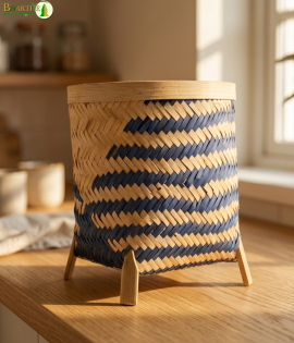 Bhartiye Crafts | Handwoven Bamboo Planter Basket Stand | Jharkhand Artisans