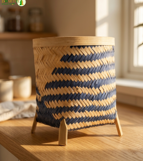 Bhartiye Crafts | Handwoven Bamboo Planter Basket Stand | Jharkhand Artisans