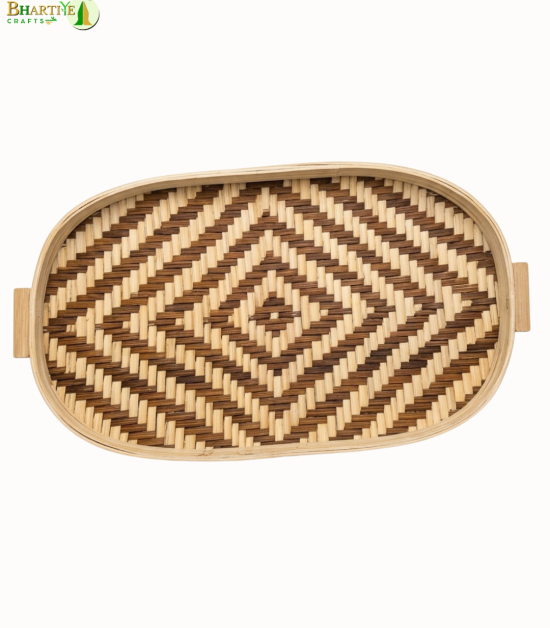 Bhartiye Crafts | Handwoven Bamboo Serving Tray | Handmade by Jharkhand Artisans