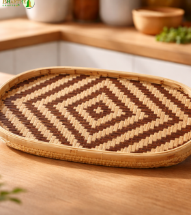 Bhartiye Crafts | Handwoven Bamboo Serving Tray | Handmade by Jharkhand Artisans