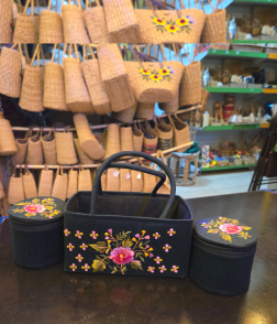 Jute gift basket embroidery 2 box (#BKM0010)