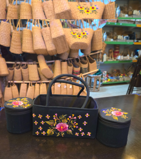 Jute gift basket embroidery 2 box (#BKM0010)