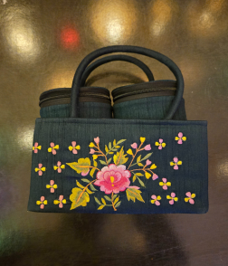 Jute gift basket embroidery 2 box (#BKM0010)