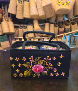 Jute gift basket embroidery 2 box (#BKM0010)