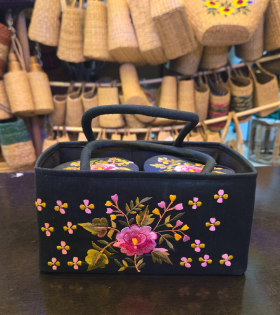 Jute gift basket embroidery 2 box (#BKM0010)