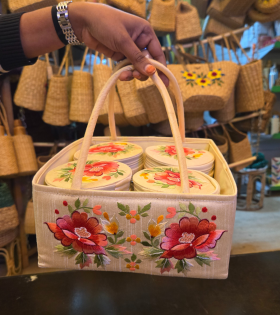 Jute gift basket embroidery 4 box (#BKM0009)