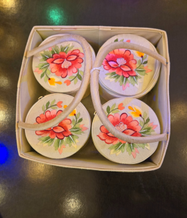 Jute gift basket embroidery 4 box (#BKM0009)