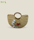Bhartiye Crafts|Floral Embroidered Kauna Grass Handbag | Natural Handmade | Mainpur Northeast| Women's special