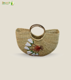 Bhartiye Crafts|Floral Embroidered Kauna Grass Handbag | Natural Handmade | Mainpur Northeast| Women's special
