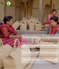 Bhartiye Crafts|Floral Embroidered Kauna Grass Handbag | Natural Handmade | Mainpur Northeast| Women's special