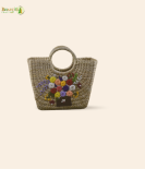Bhartiye Crafts|Embroidered Sabai Grass Handbag  with Floral Design | Eco-Friendly Handbag | Mainpur Northeast| Women's special