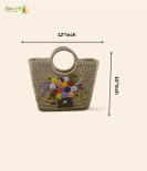Bhartiye Crafts|Embroidered Sabai Grass Handbag  with Floral Design | Eco-Friendly Handbag | Mainpur Northeast| Women's special