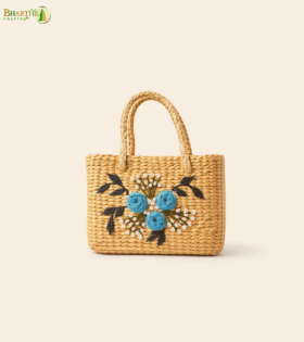 Bhartiye Crafts|Handcrafted Embroidered Sabai Grass Purse | Eco-Friendly Women’s Bag | Mainpur Northeast| Women's special