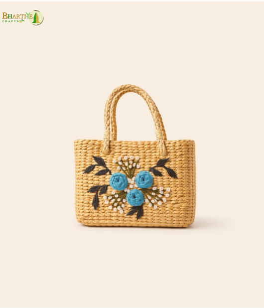 Bhartiye Crafts|Handcrafted Embroidered Sabai Grass Purse | Eco-Friendly Women’s Bag | Mainpur Northeast| Women's special